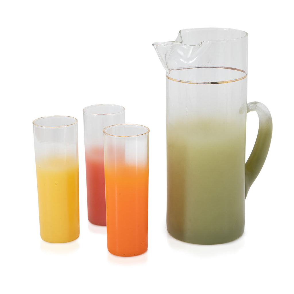 Muted Green Ombre Glass Pitcher