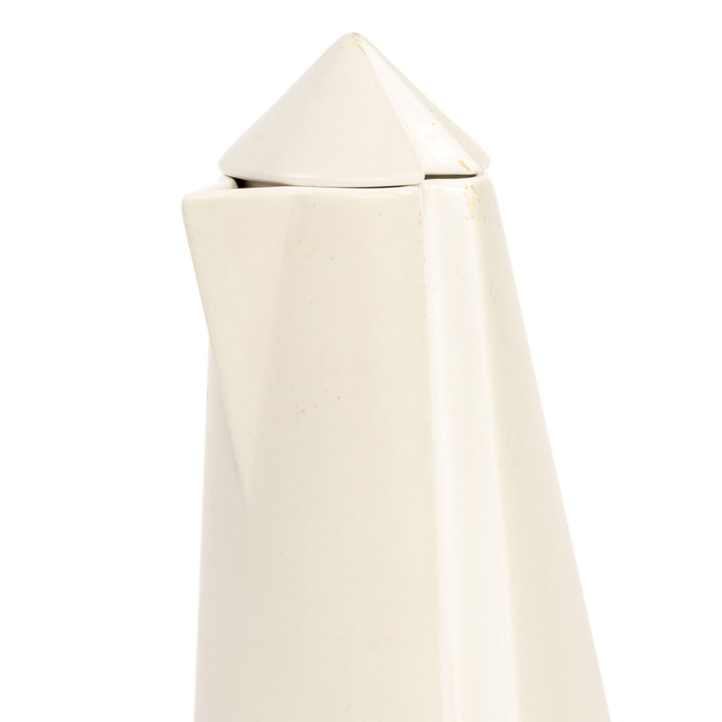 Short White Minimalist Conic Pitcher with Pointed Spout