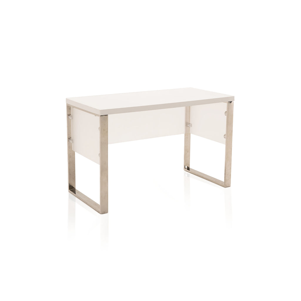White and Chrome Desk with Floating Panels