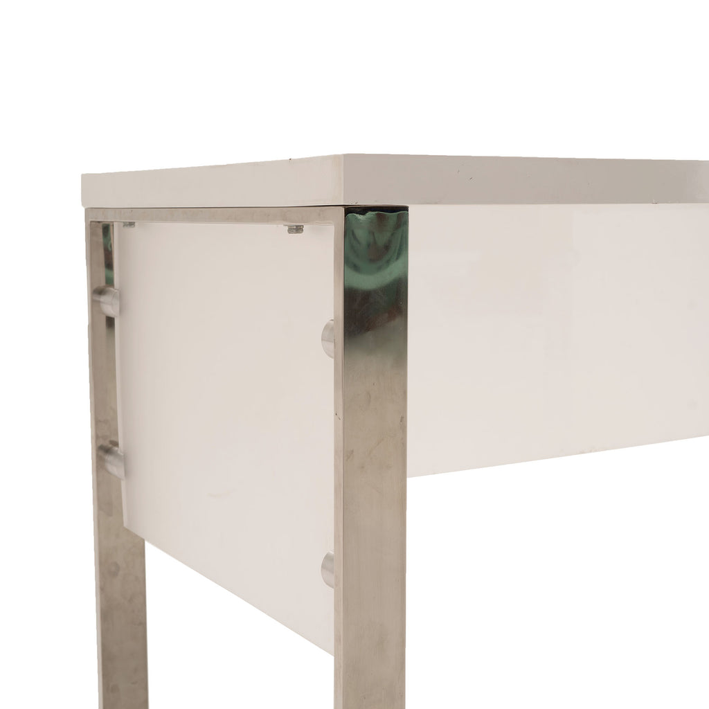 White and Chrome Desk with Floating Panels