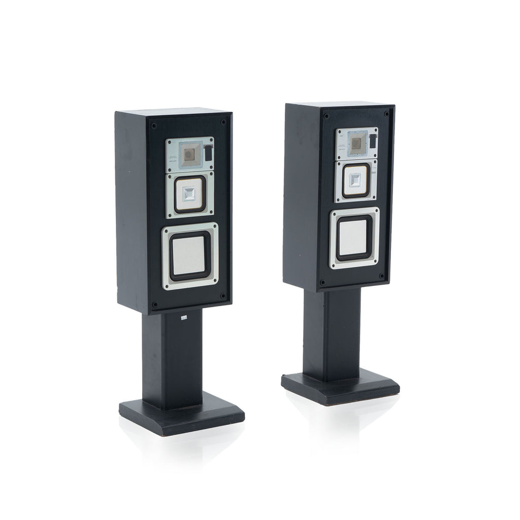 Black Rectangular Pedestal Standing Speakers