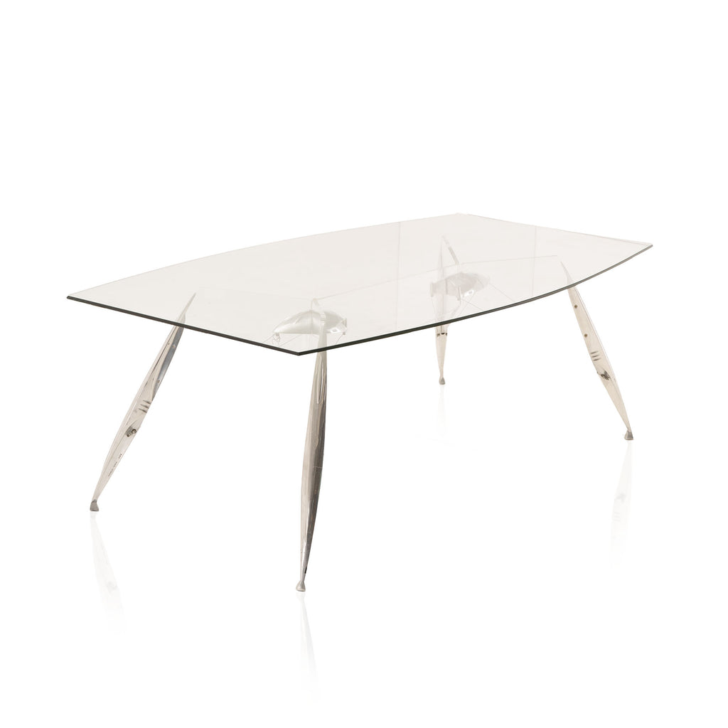 Large Glass and Metal Futuristic Conference Table