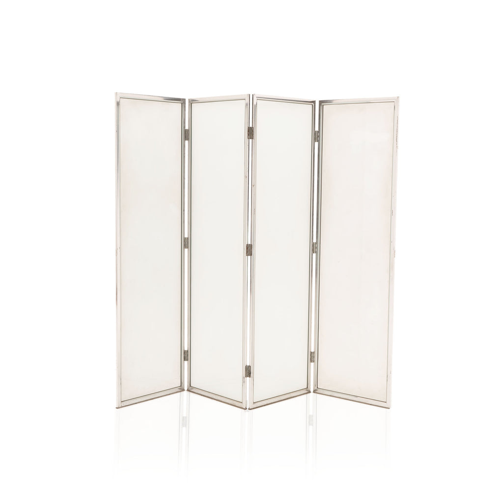 White Glass 4 Panel Room Divider