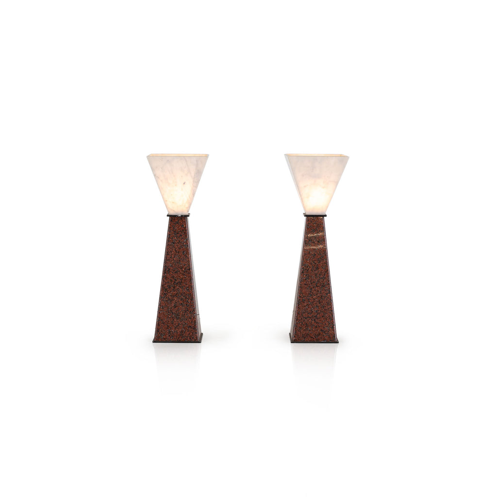 Polished Granite Pillar Floor Lamp