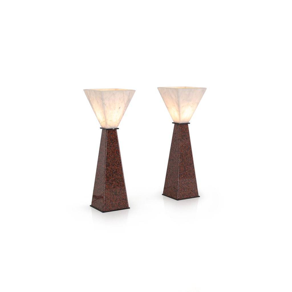 Polished Granite Pillar Floor Lamp