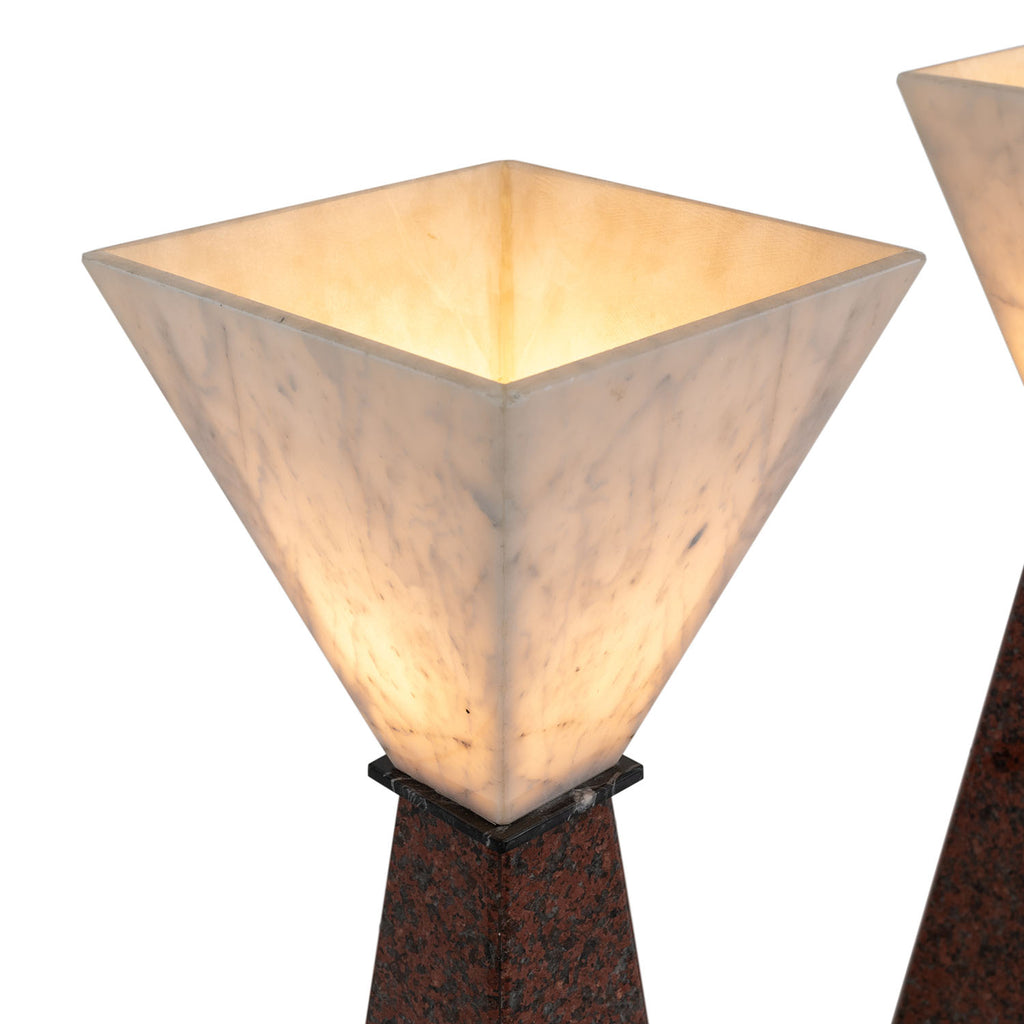 Polished Granite Pillar Floor Lamp