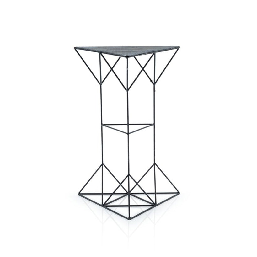 Black Geometric Wire Side Table