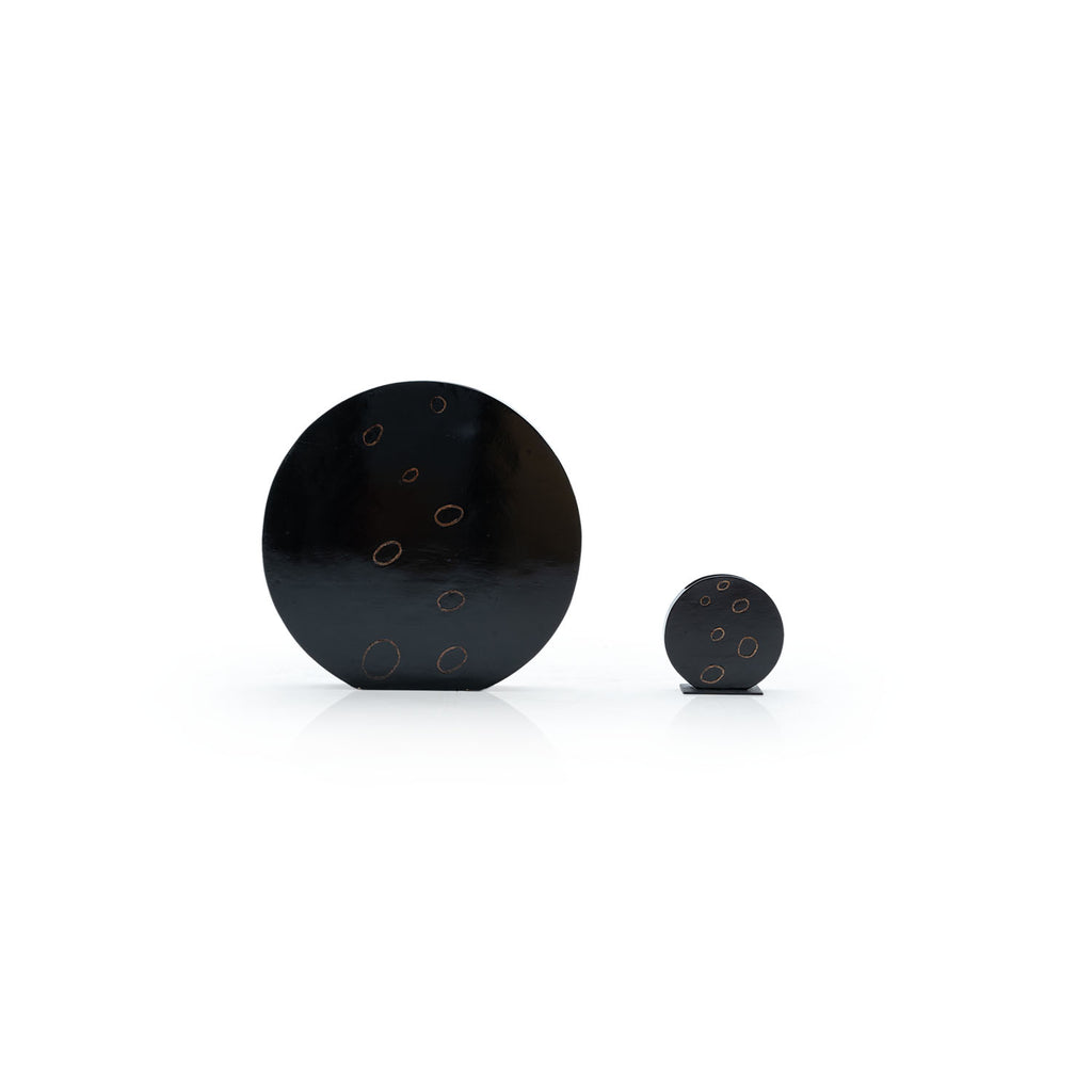 Oversized Modern Black Flat Circle Vase