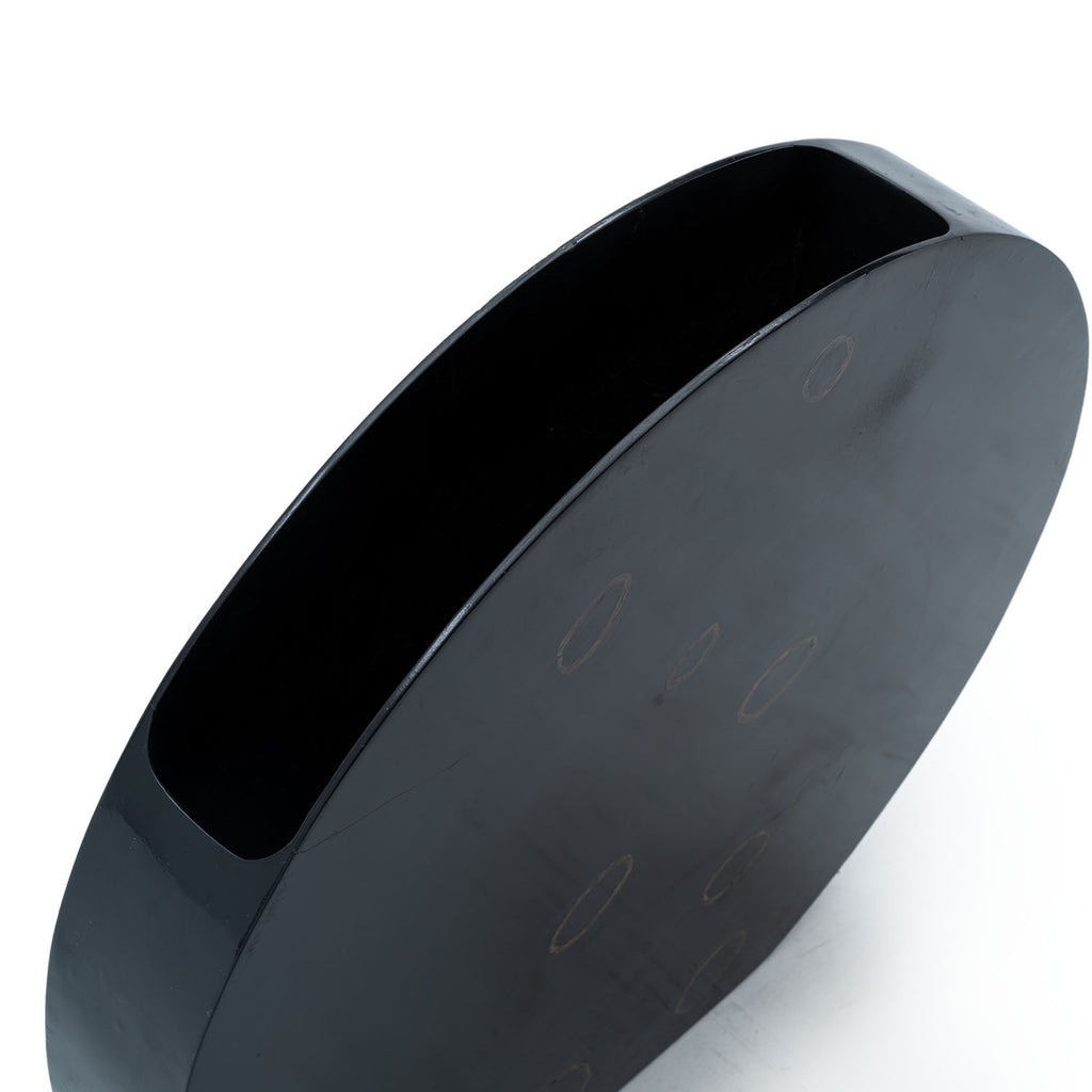 Oversized Modern Black Flat Circle Vase
