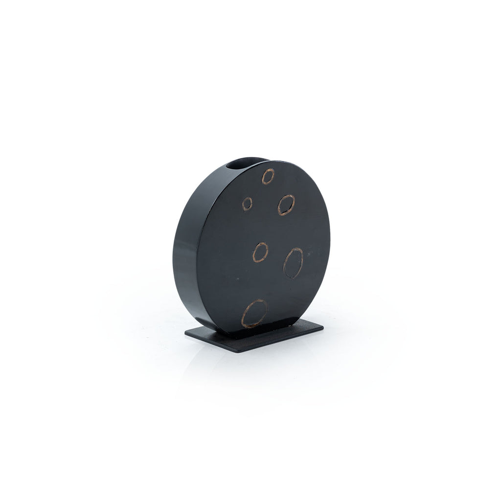 Black Modern Flat Circle Vase