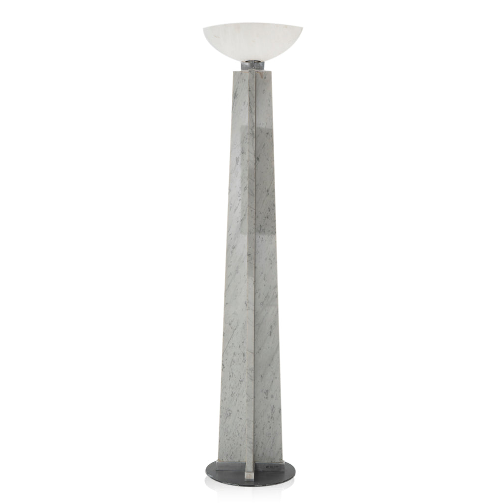 Grey Marble Pillar Torchiere Floor Lamp