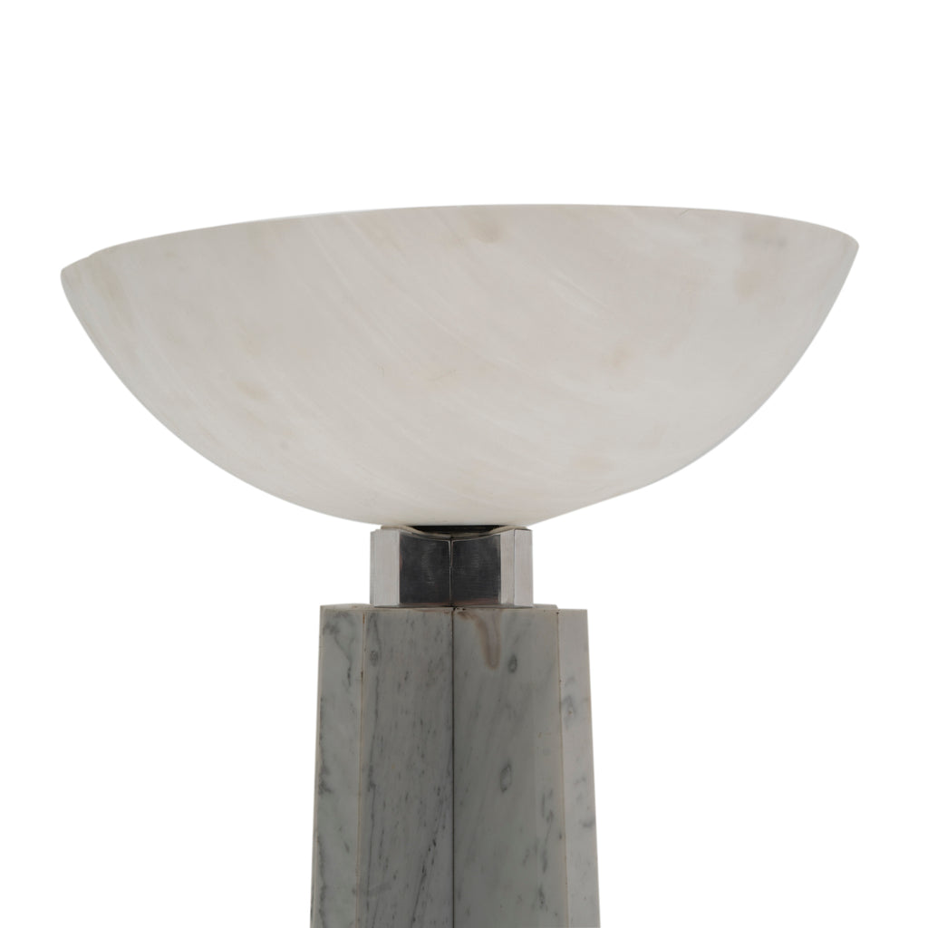 Grey Marble Pillar Torchiere Floor Lamp