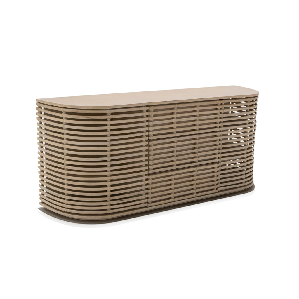 Beige Curved Slatted Console Buffet