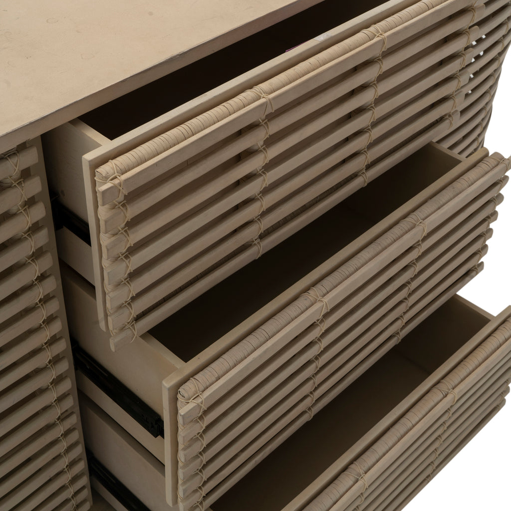 Beige Curved Slatted Console Buffet