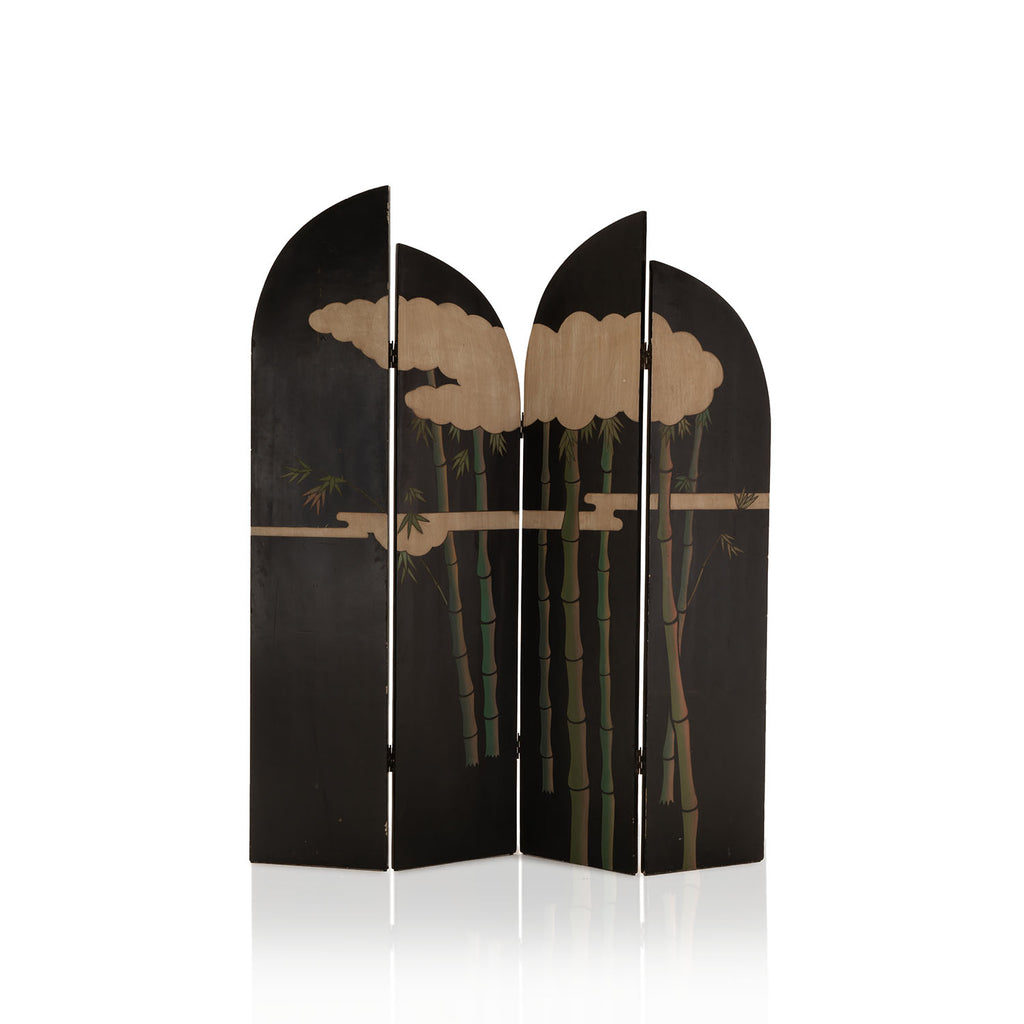 Black Wood Divider with Cloud and Bamboo Design
