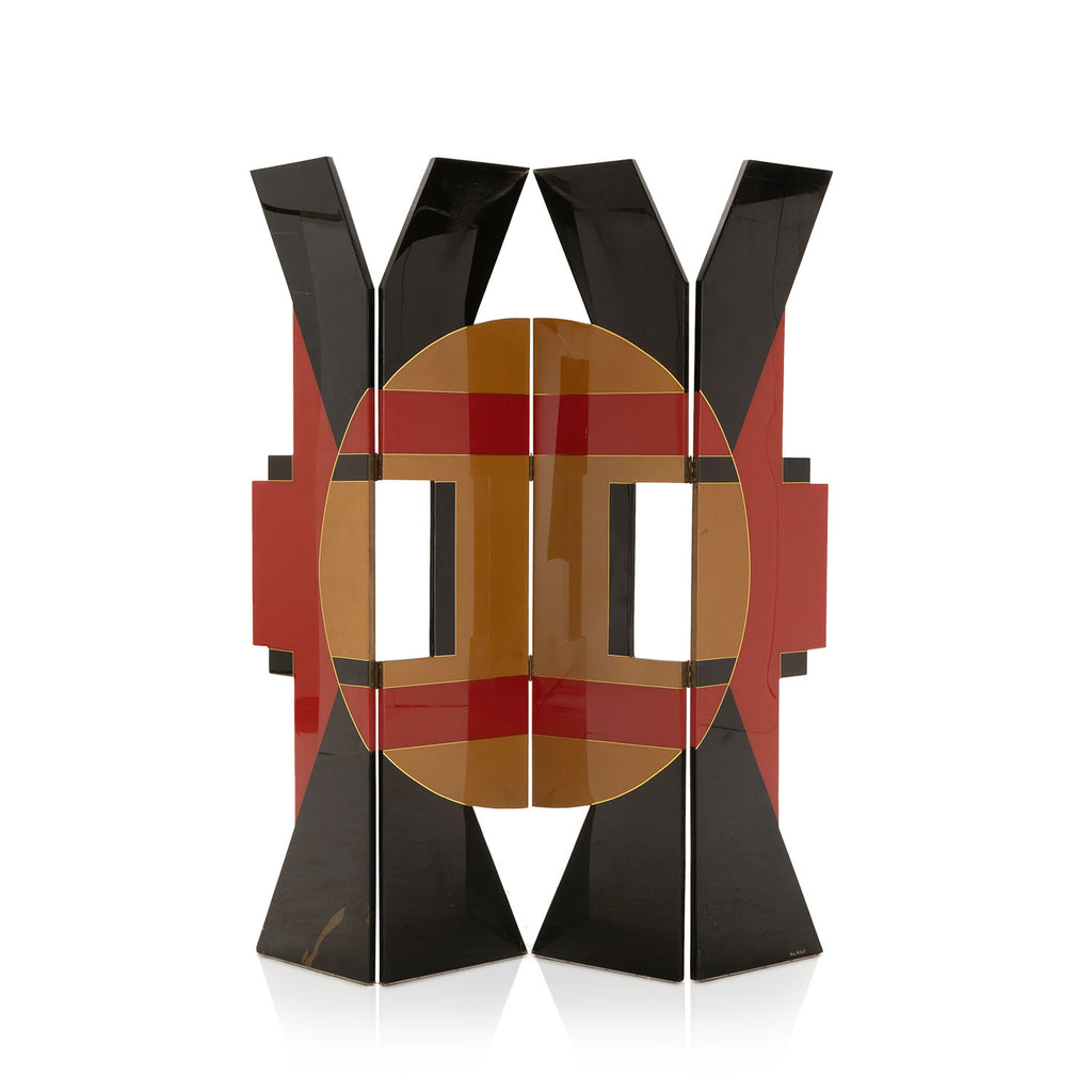 Red Black Orange Lacquer Screen Divider