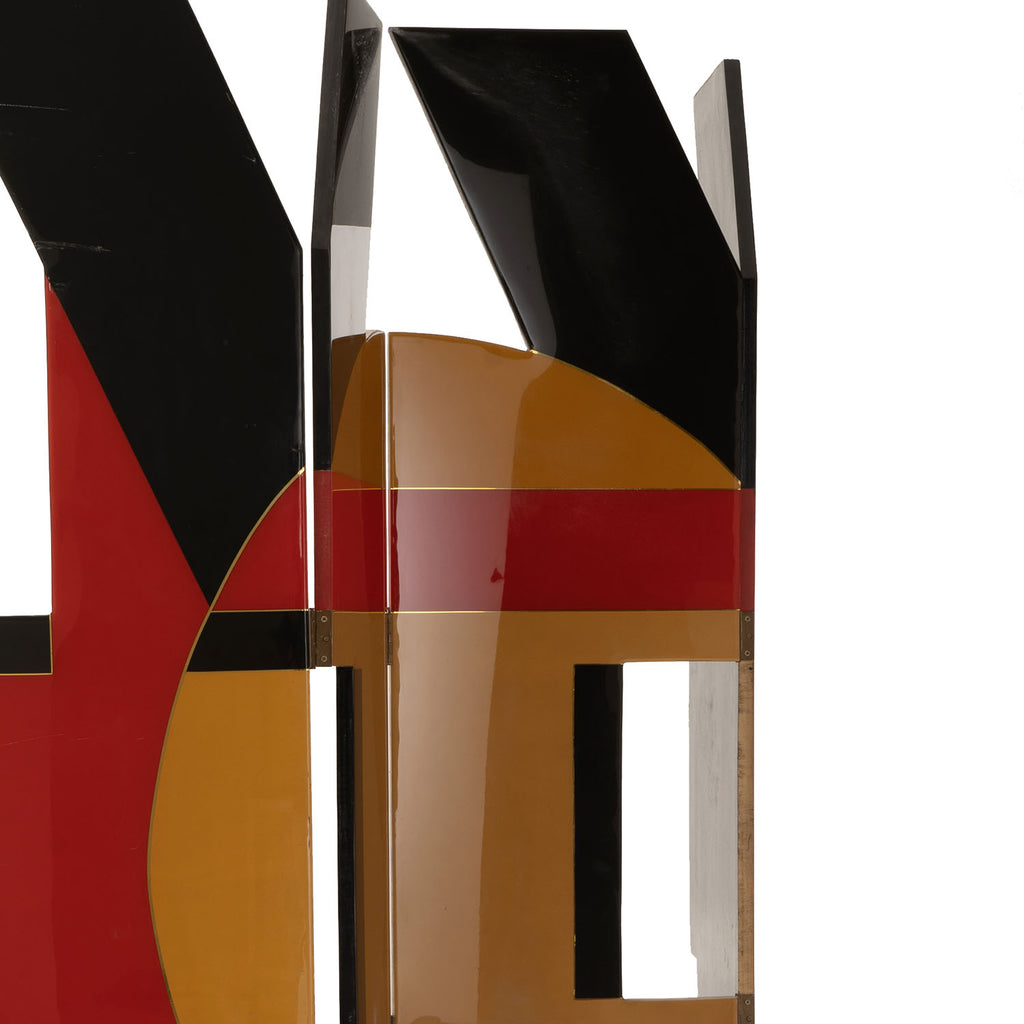 Red Black Orange Lacquer Screen Divider