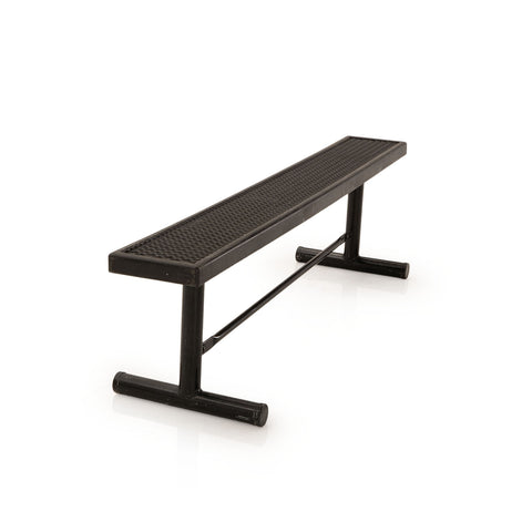 Black Perforated Metal Locker Room Bench