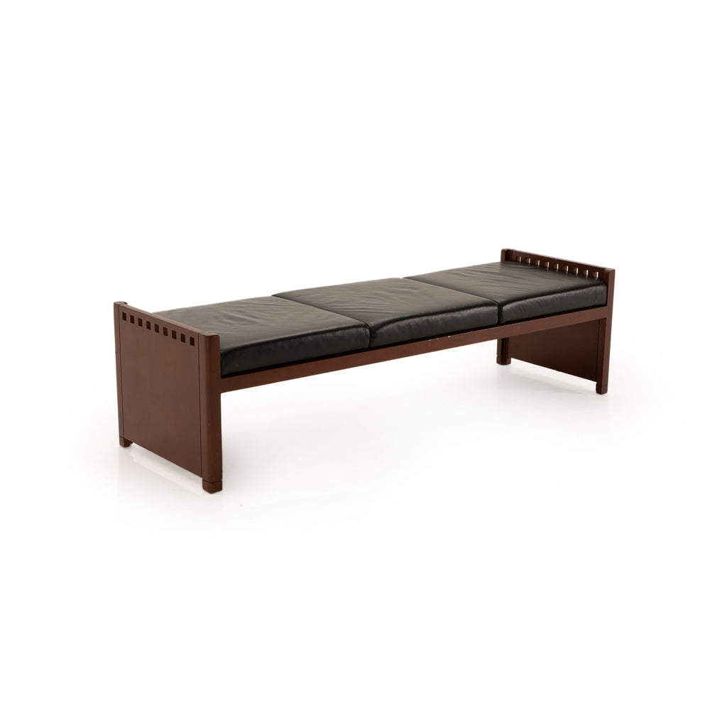 Black Leather and Dark Wood Bench