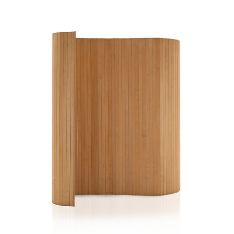 Slatted Natural Wood Curved Divider Screen