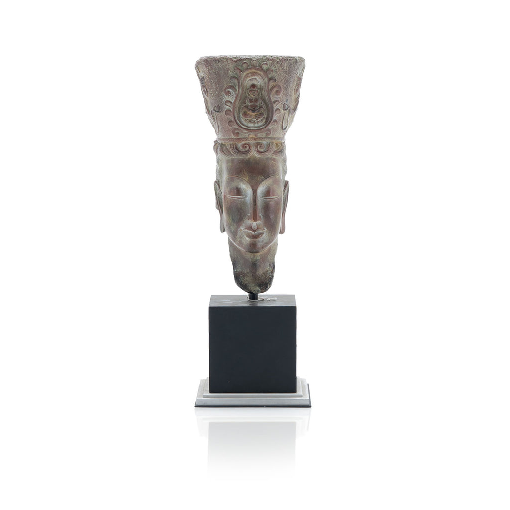 Carved Stone Asian Bust Sculpture