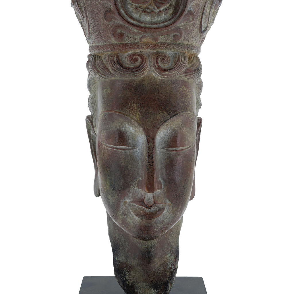 Carved Stone Asian Bust Sculpture