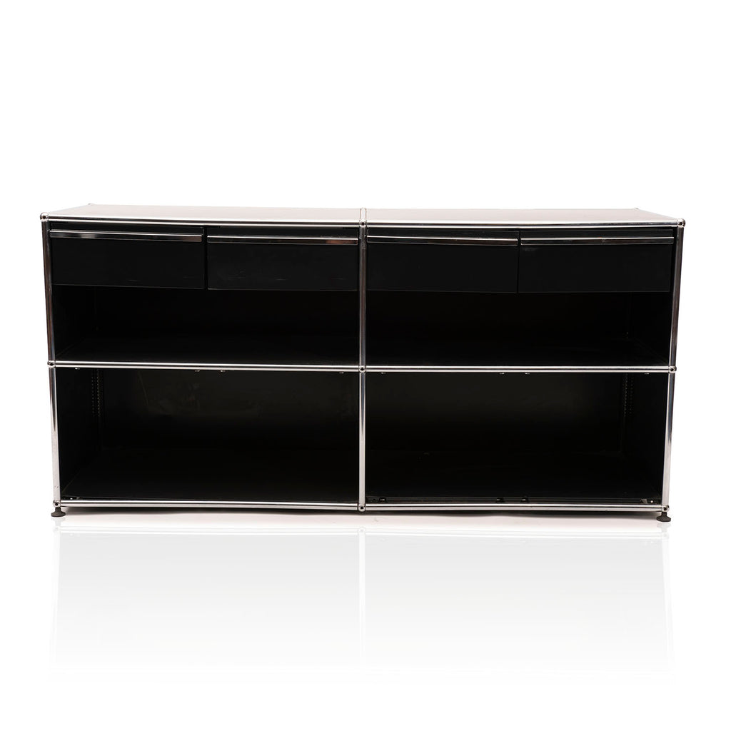 Black & Chrome Tall Haller Office Long Shelf Storage Unit