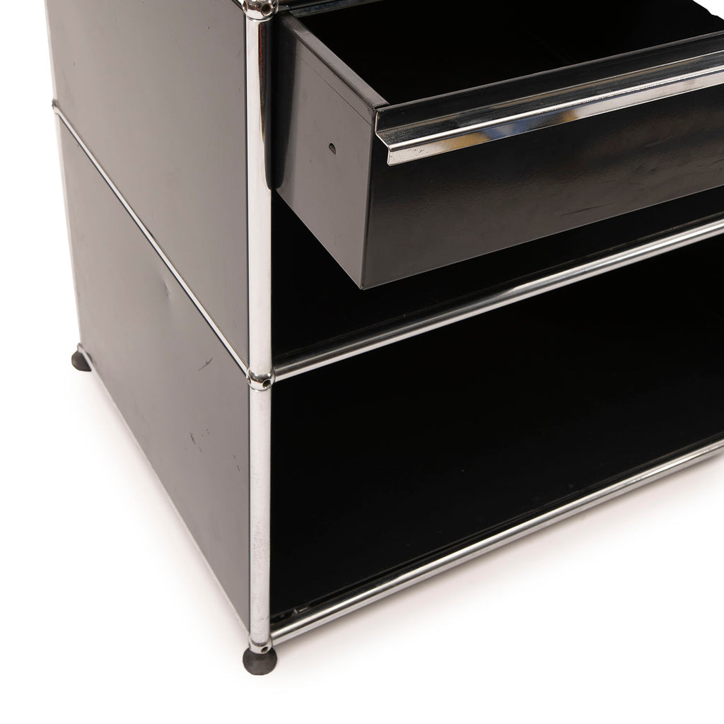 Black & Chrome Tall Haller Office Long Shelf Storage Unit
