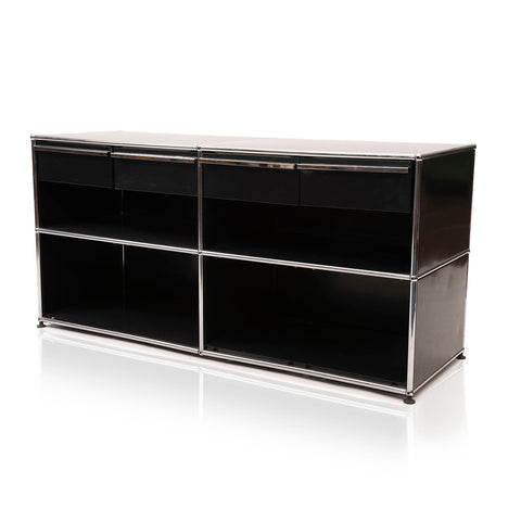 Black & Chrome Tall Haller Office Long Shelf Storage Unit