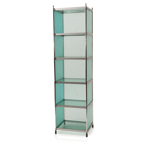 Tall Frosted Glass Standing Shelving Unit