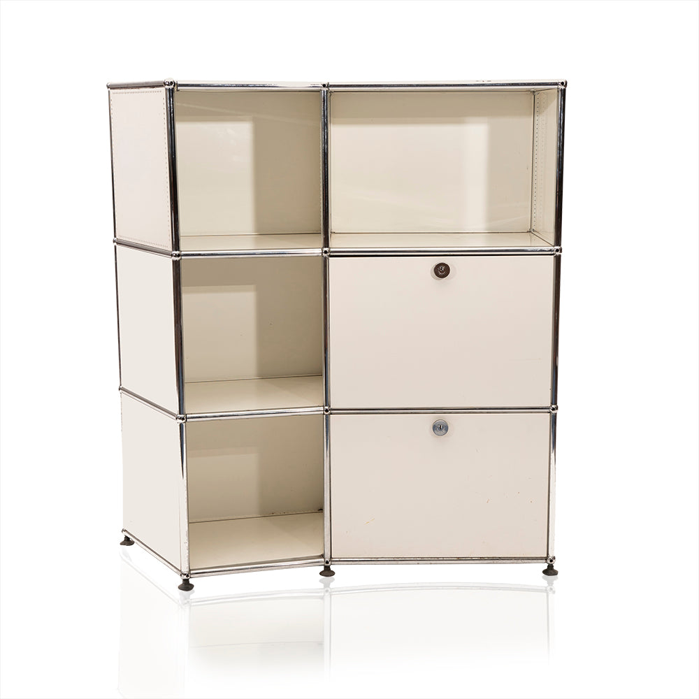 White and Chrome Haller Office Shelving Unit