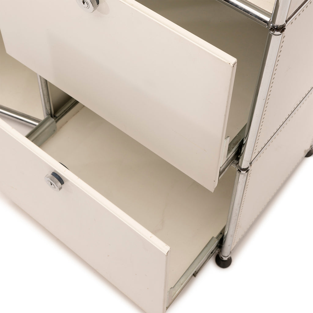 White and Chrome Haller Office Shelving Unit