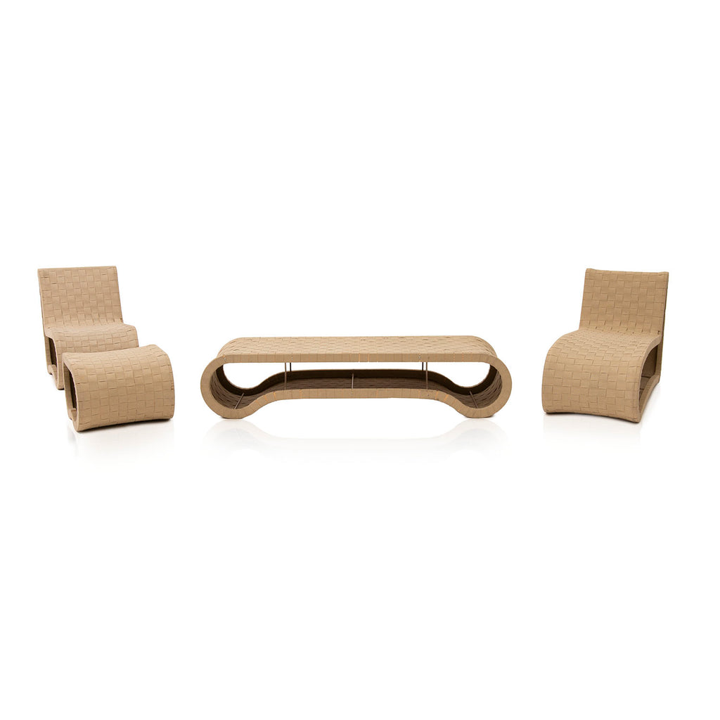 Woven Tan Outdoor Bench