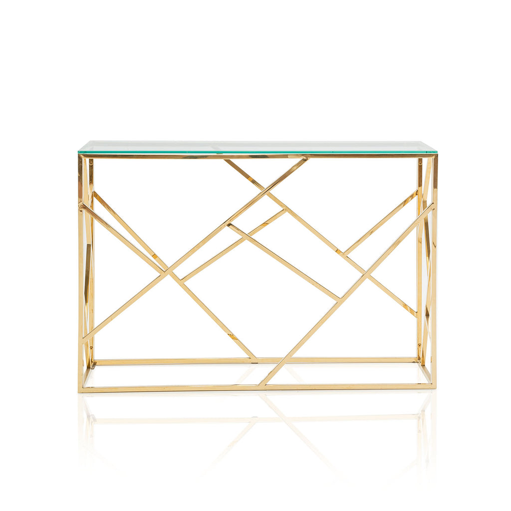 Gold Geometric Base Console Table