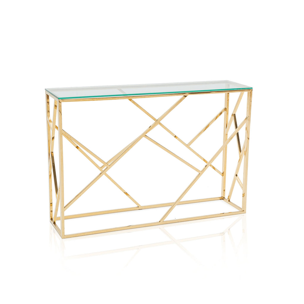 Gold Geometric Base Console Table