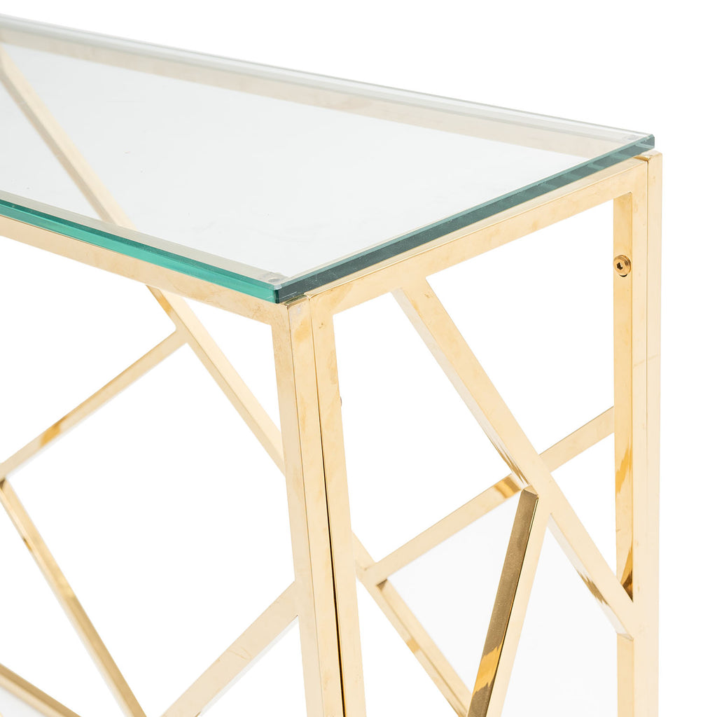 Gold Geometric Base Console Table