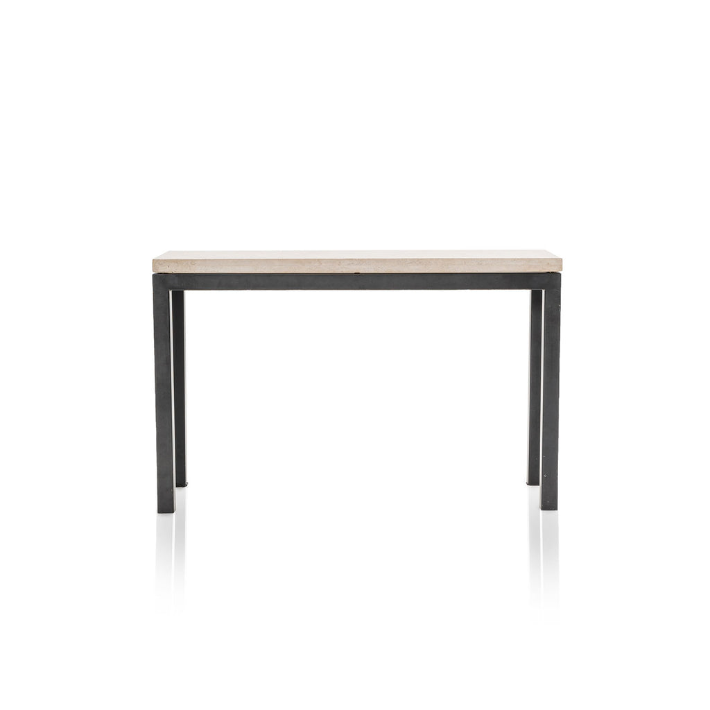 Tan Stone & Metal Console Table