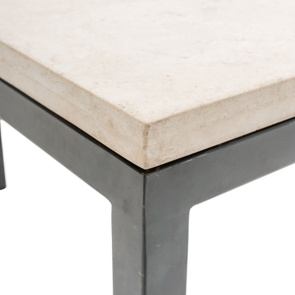 Tan Stone & Metal Console Table