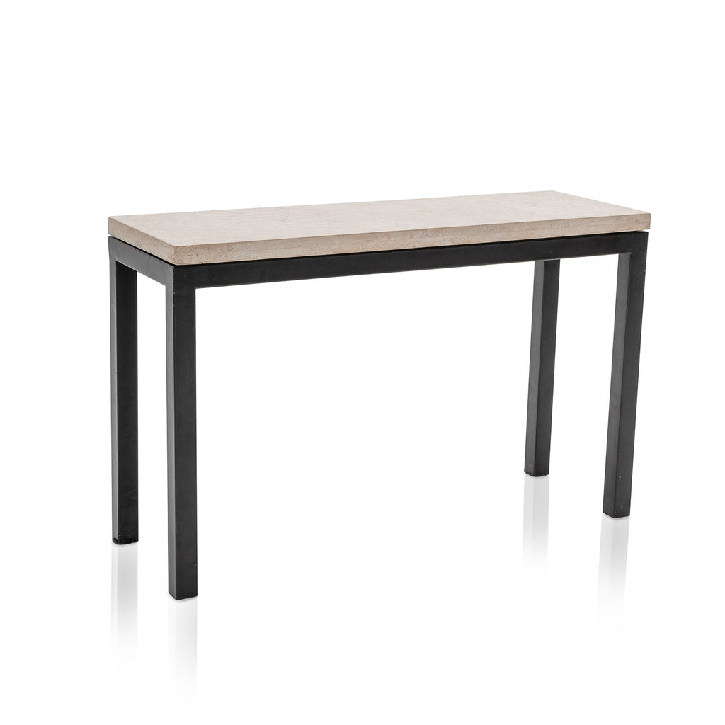 Tan Stone & Metal Console Table
