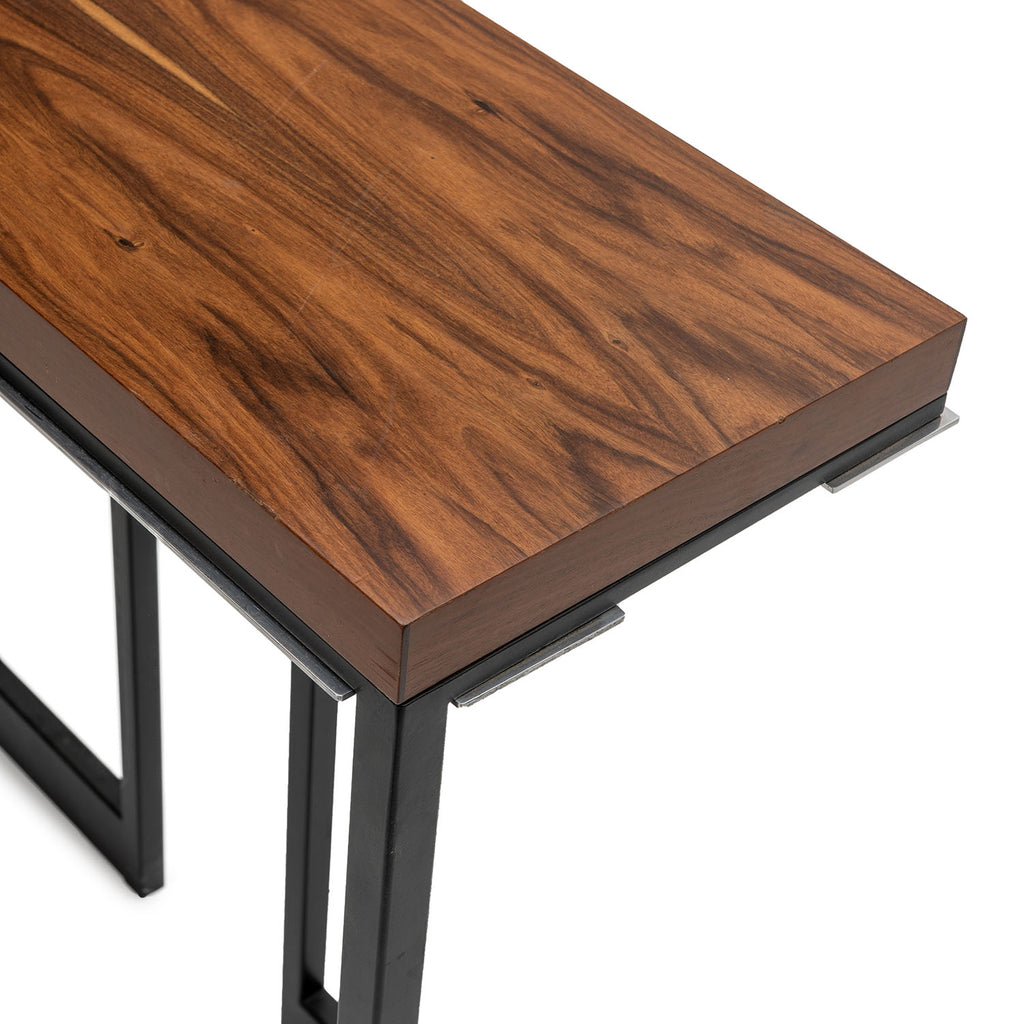 Wood & Black Metal Contemporary Console Table