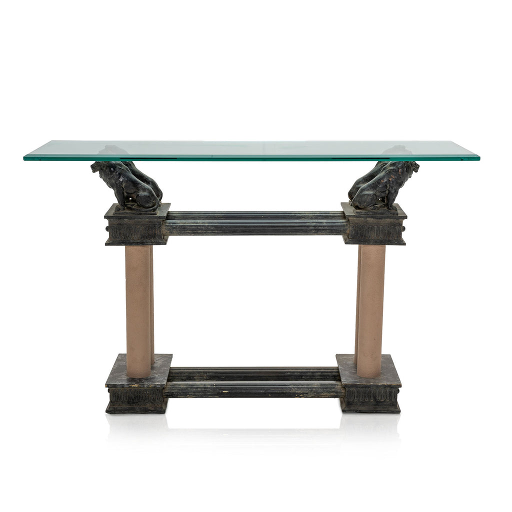 Black Marble Lion Console Table