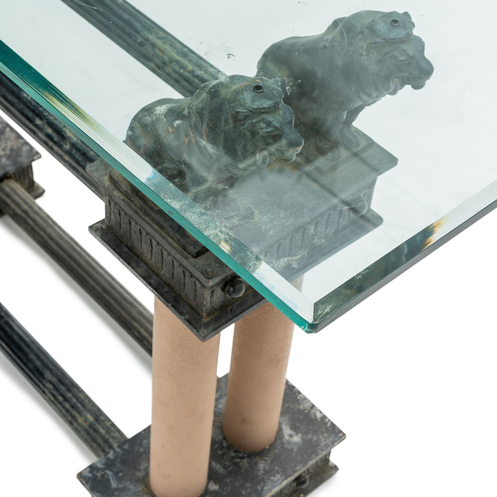 Black Marble Lion Console Table