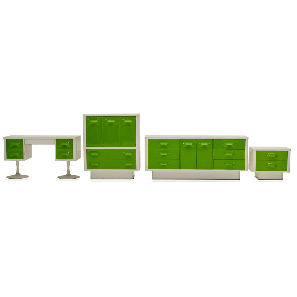 Green & White Mod Desk w Tulip Bases