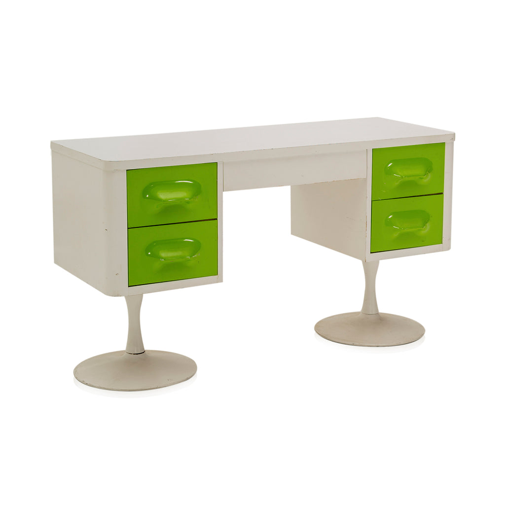 Green & White Mod Desk w Tulip Bases