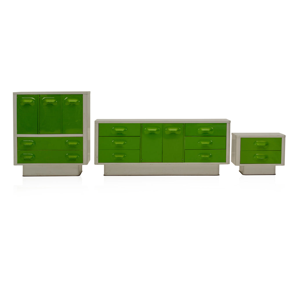 Green & White Tallboy Mod Dresser Cabinet