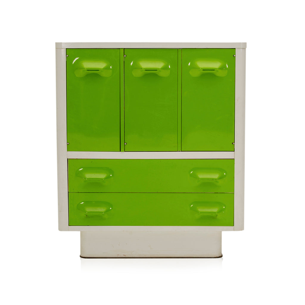 Green & White Tallboy Mod Dresser Cabinet