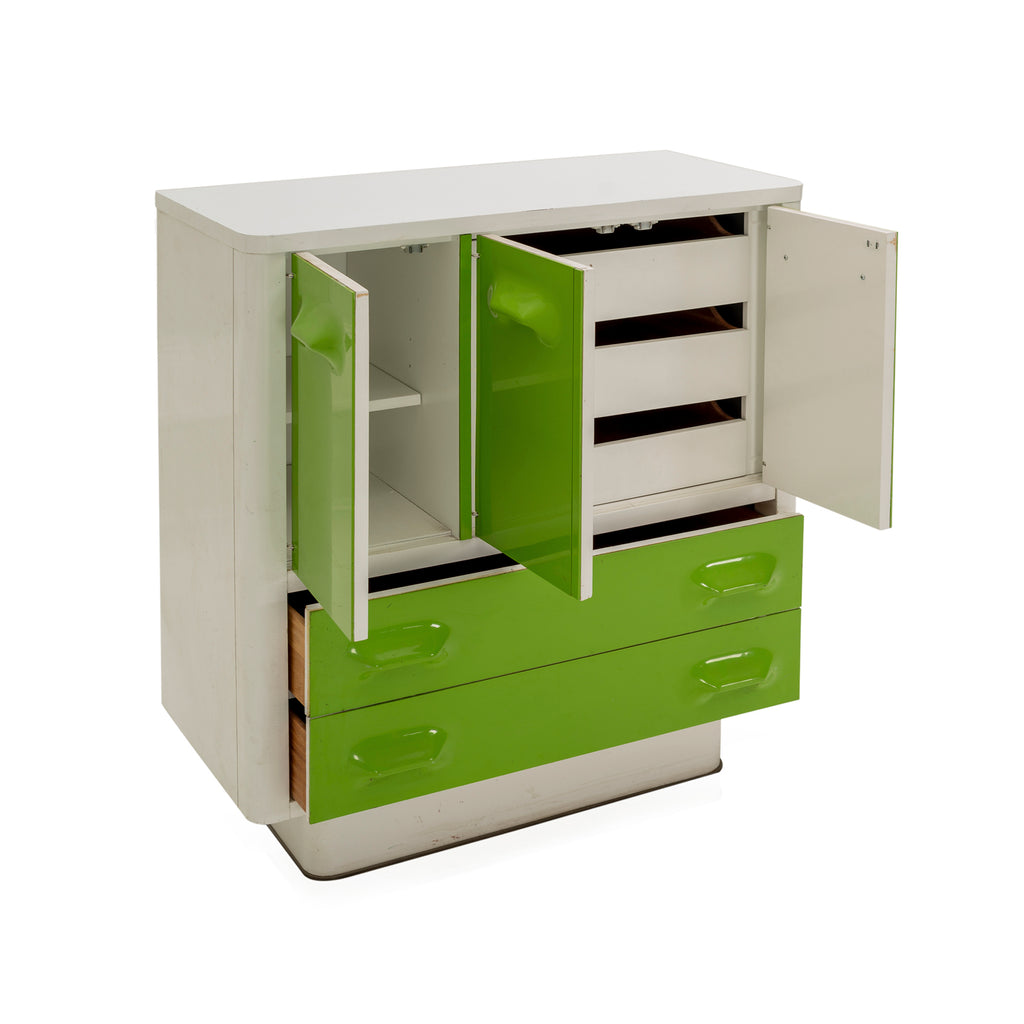 Green & White Tallboy Mod Dresser Cabinet