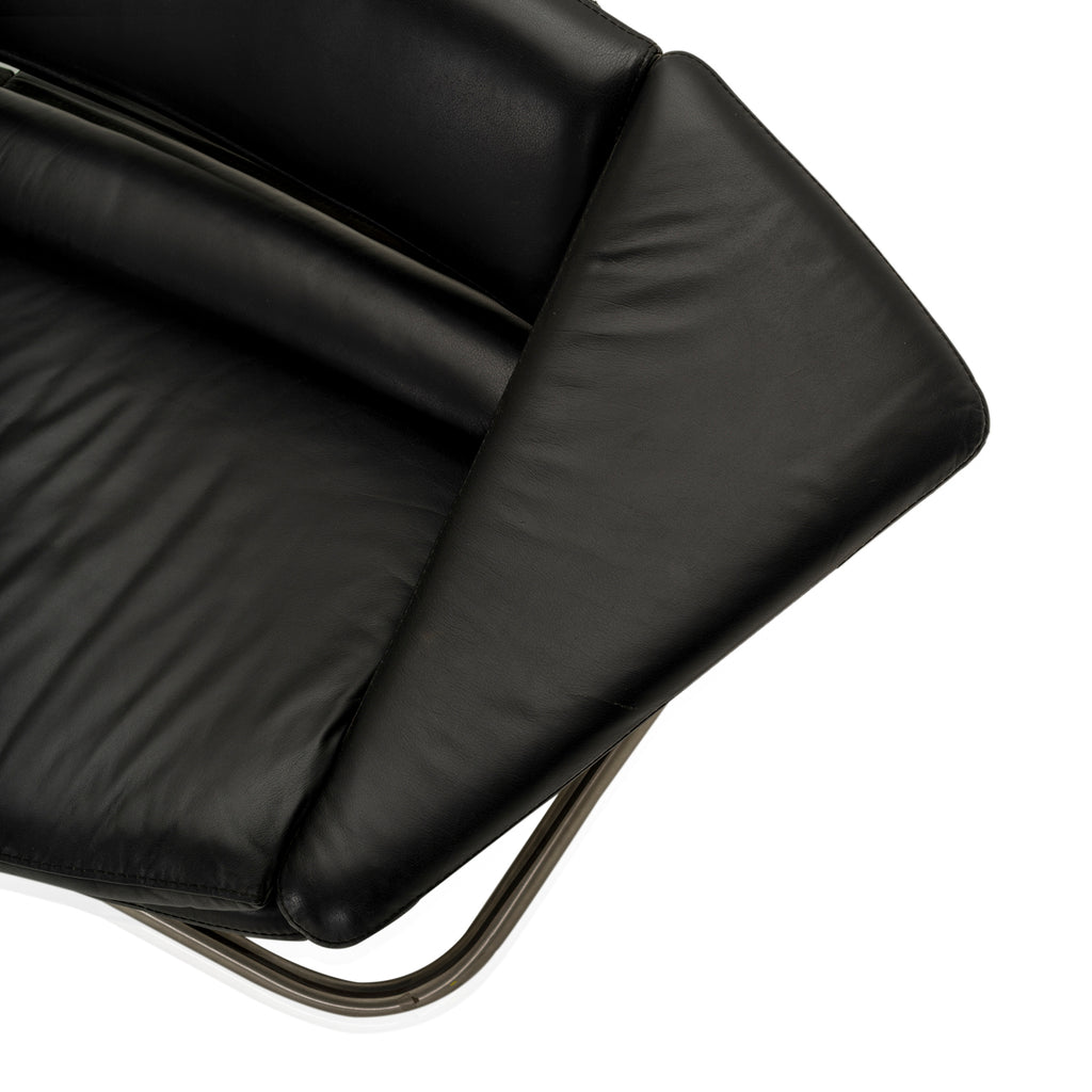 Black Leather Curved Modern Sofa