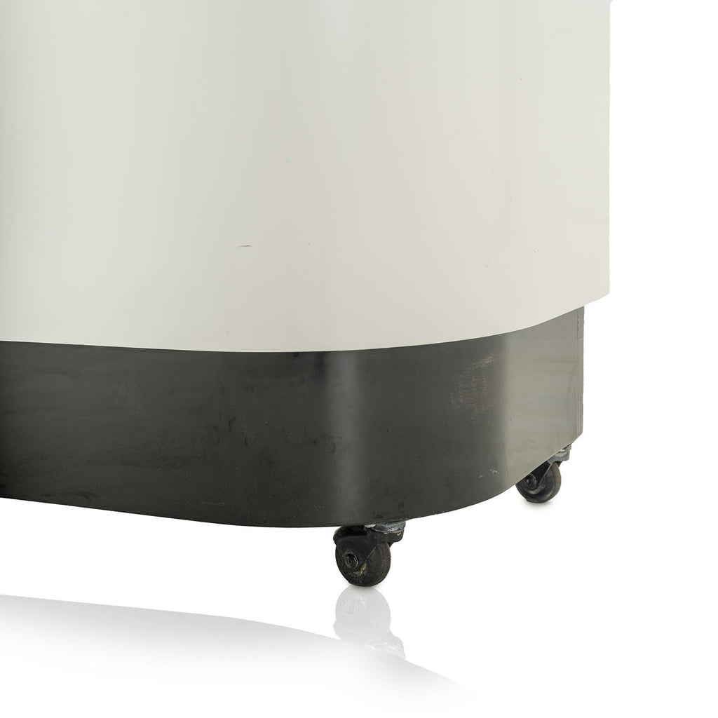 White Curved Bar with Black Rolling Base