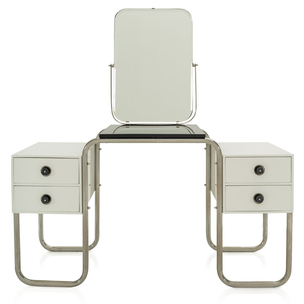 White And Chrome 70s Vanity Desk